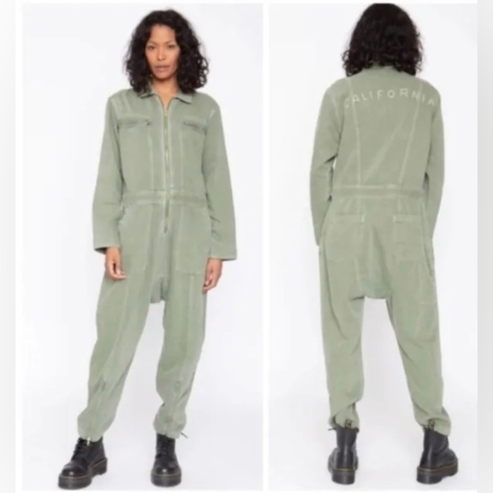 NWT Free People x Sandrine Rose Army Green Denim Jumpsuit